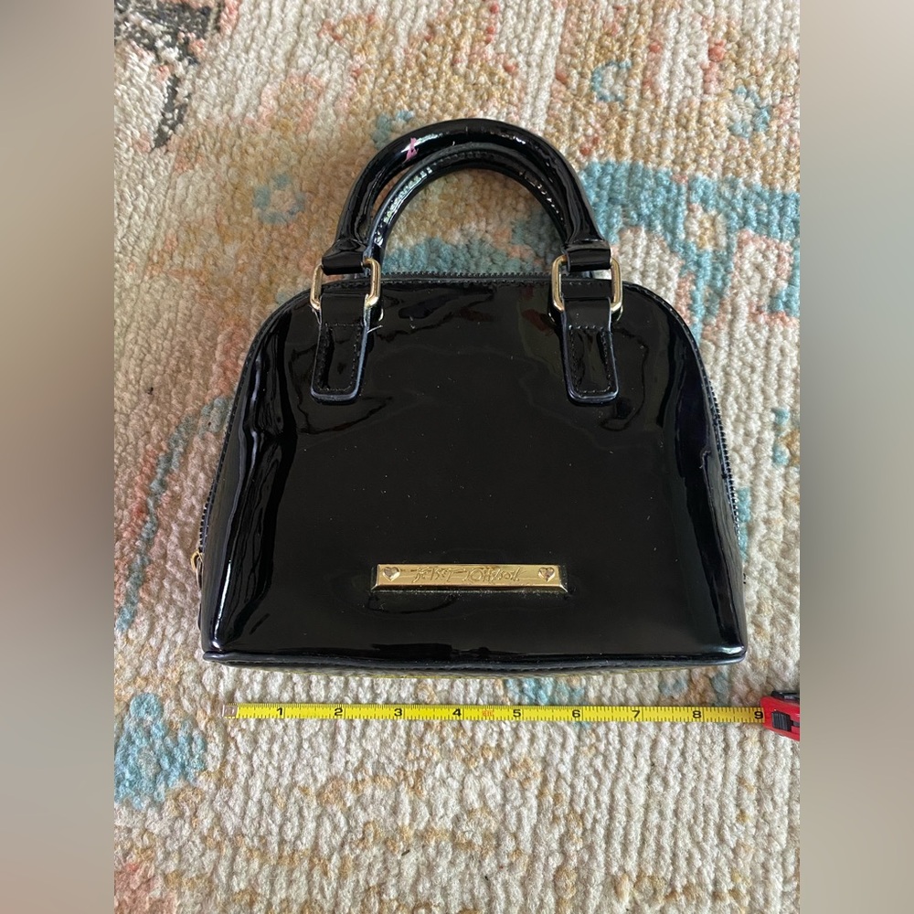 Betsey Johnson Shiny Patent Leather Mini Bag with Detachable Crossbody Strap - Picture 9 of 10